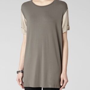 Allsaints Leila Olive Two Tone Short Sleeve Designer Luxury Shirt